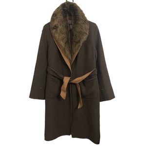 The Look Randolph Duke Faux Collar Wool Blend Trench Coat